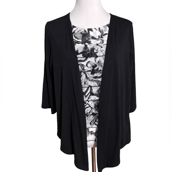 Alfred Dunner Sweaters - Alfred Dunner Black and White Cardigan Sweater Top